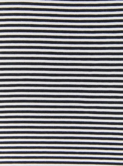 Striped Sweetheart Top IL502 navy white close-up fabric texture detail showing horizontal navy and white stripe ribbed knit material