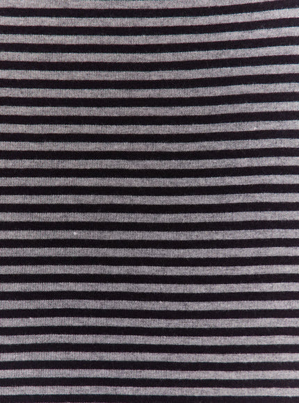 Striped Tank Top and Short Set CL528 Black and grey close-up fabric texture detail showing horizontal knit stripe ribbed cotton material