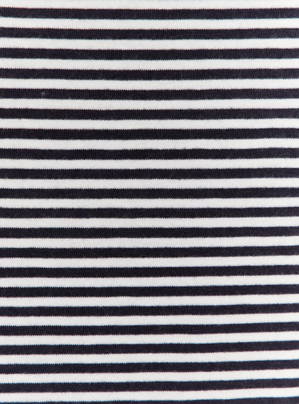 Striped Tank Top and Short Set CL528 Black and white close-up fabric texture detail showing horizontal knit stripe ribbed cotton material