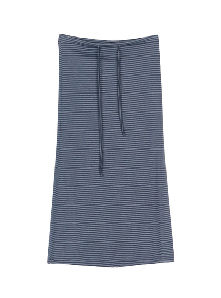Striped Tie Maxi Skirt IL506 in Blue, size S/M