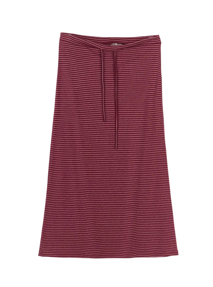 Striped Tie Maxi Skirt IL506 in Dark red, size S/M