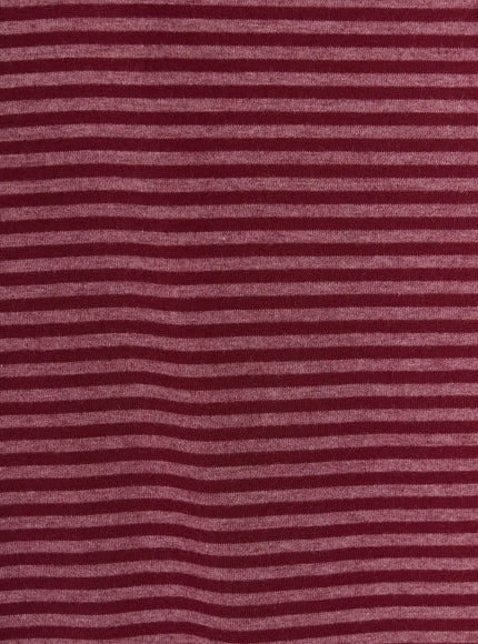 Striped Tie Maxi Skirt IL506 close-up fabric texture detail showing burgundy and mauve pink horizontal stripe soft knit material