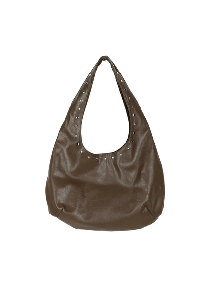 Studded Large Hobo Bag CL527 in Brown, size One Size