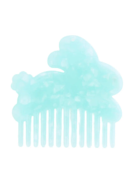 Summer Bang roller comb IL503 Mint back flat lay highlighting marbled acetate texture of bunny silhouette and wide-tooth underside