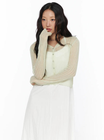 Summer Sheer Crop Cardigan CL510 in Light green, size S/M