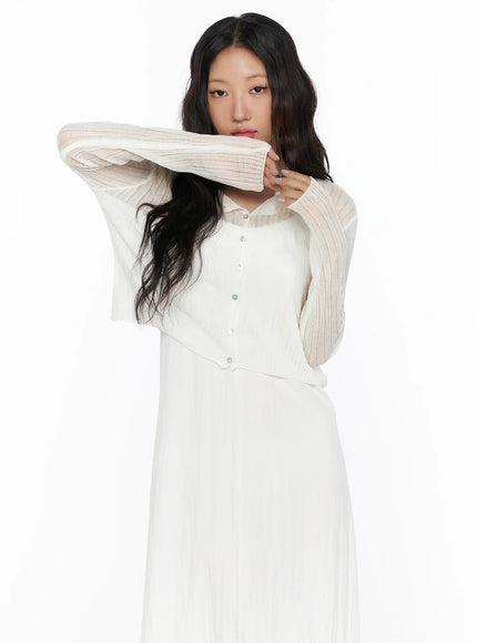 Summer Sheer Crop Cardigan CL510 in White, size S/M