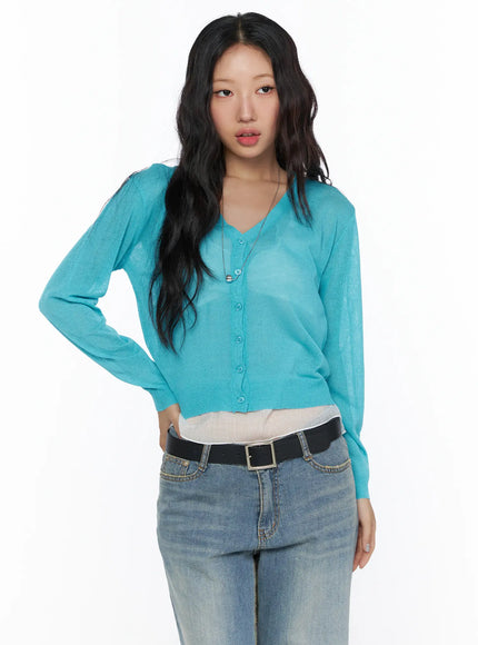 Summer V-Neck Cardigan CL510 in Blue, size S/M