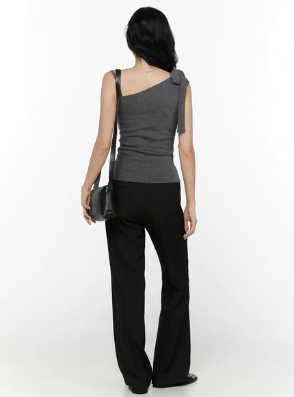 Tailored Flare Trousers CL521 Black full back view on model showing rear waistband, straight back seam and flared leg
