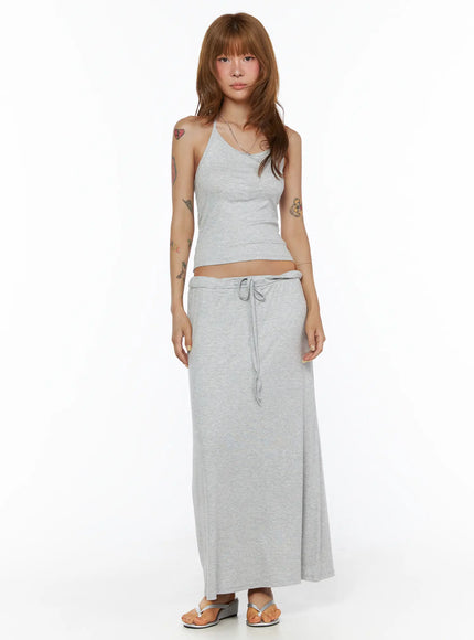 Tie-Waist Maxi Skirt CL503 in Gray, size S/M