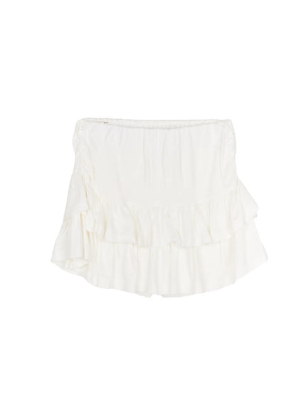 Tiered Flare Mini Skirt CU530 in White, size S/M