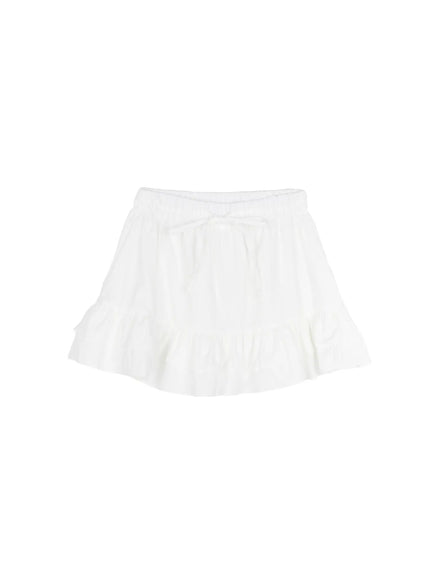 Tiered Ruffle Mini Skirt CL501 in White, size S/M
