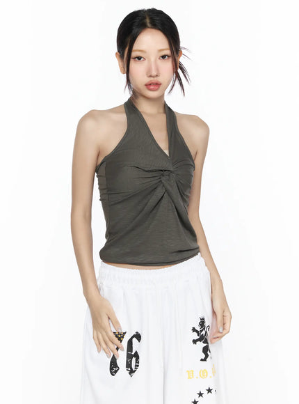Twist Halter Top CL524 in Dark gray, size S/M