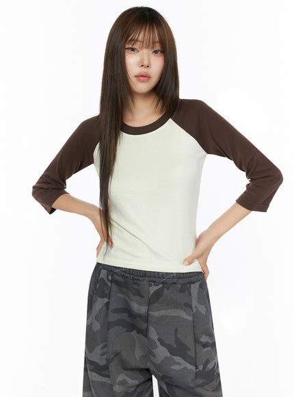 Two-Tone Long Sleeve Top IL523 in Yellow, size S/M