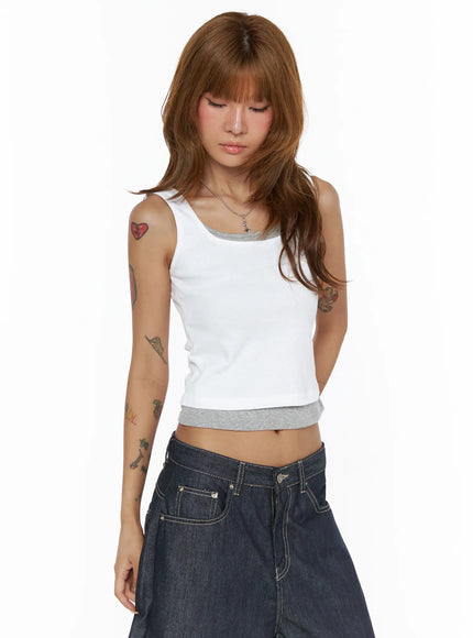 Two-Tone Tank Top CL503 in White, size S/M