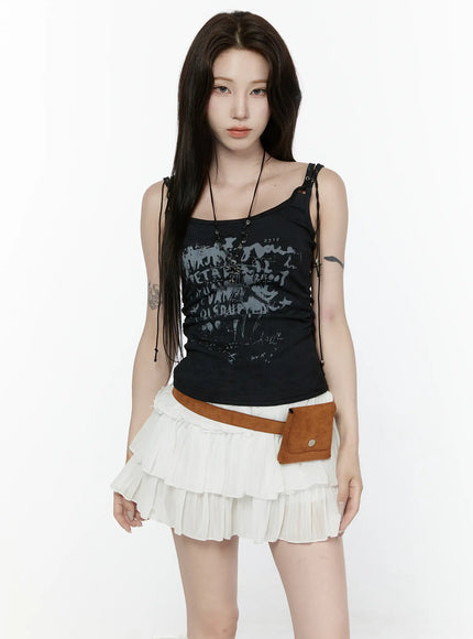 Vintage Graphic Tank Top IL521 in Black, size S/M