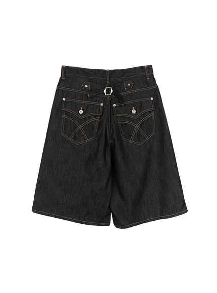 Vintage Washed Denim Jorts CL503 in Black, size 1XS