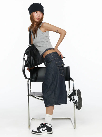 LEWKIN Vintage Washed Denim Jorts CL503 — view 1