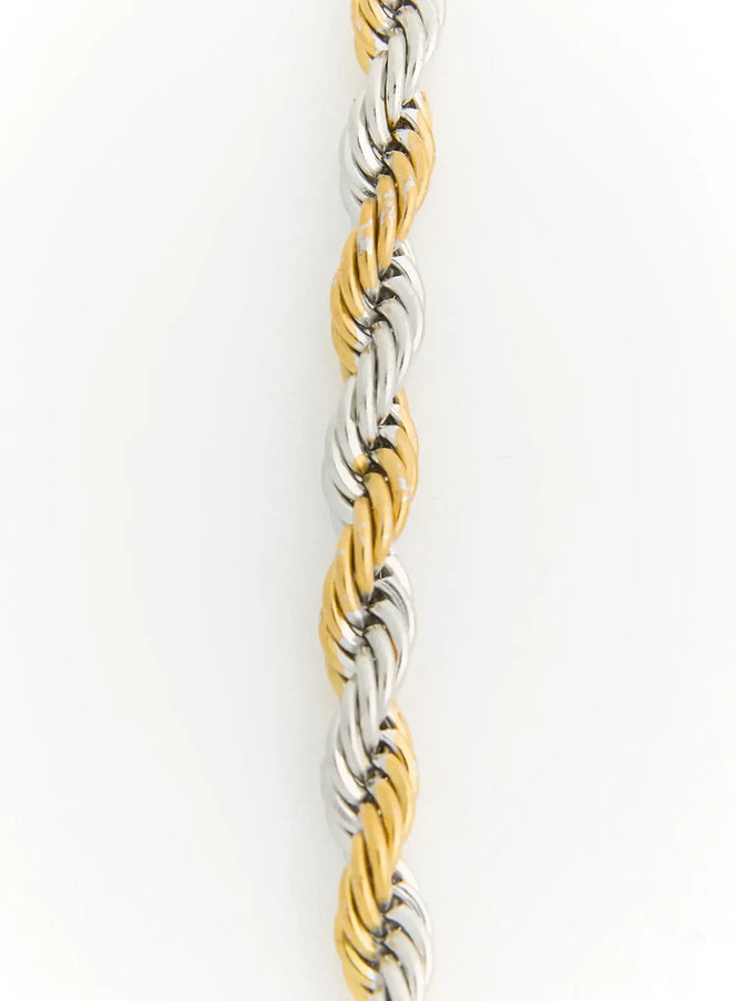 Weston 7mm Twisted Necklace IL522 gold silver close-up detail of twisted rope chain texture showing intertwined strands