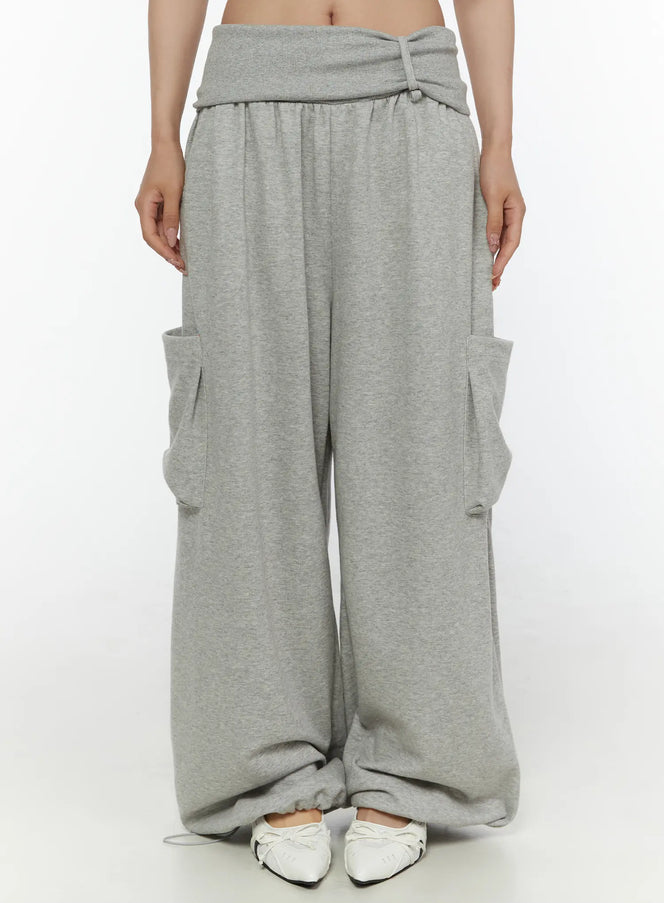 Wide Leg Sweatpants CL508 in Gray, size S/M