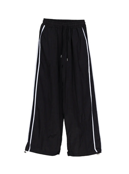 Wide Leg Track Pants CL501 in Black, size M/L