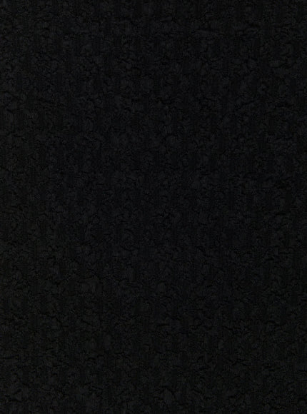 Wrinkle Textured Tube Top IL516 Black extreme close-up detail shot of crinkle textured fabric surface showing floral jacquard-like pattern
