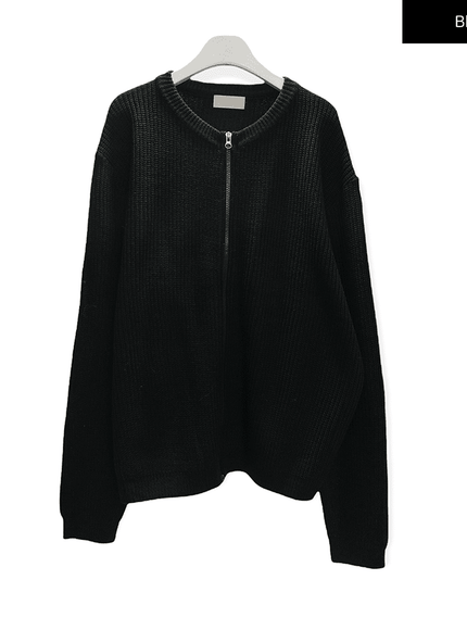 loose-fit-knit-with-two-way-zip / Black
