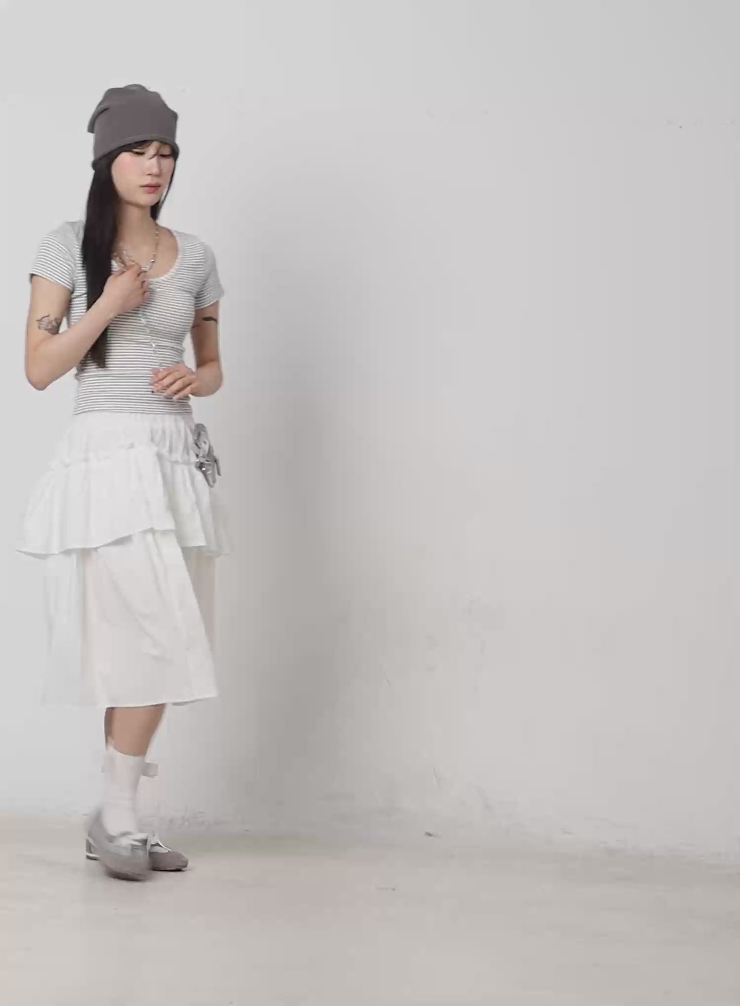 Ruffled Tiered Midi Skirt CA503