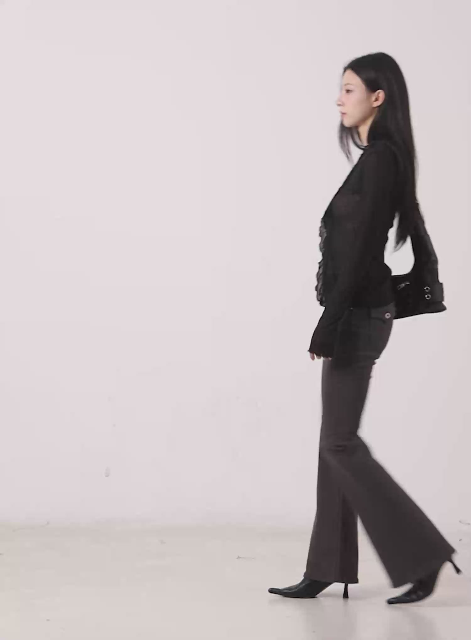 Sheer Ruffle Long Sleeve Cardigan CG522