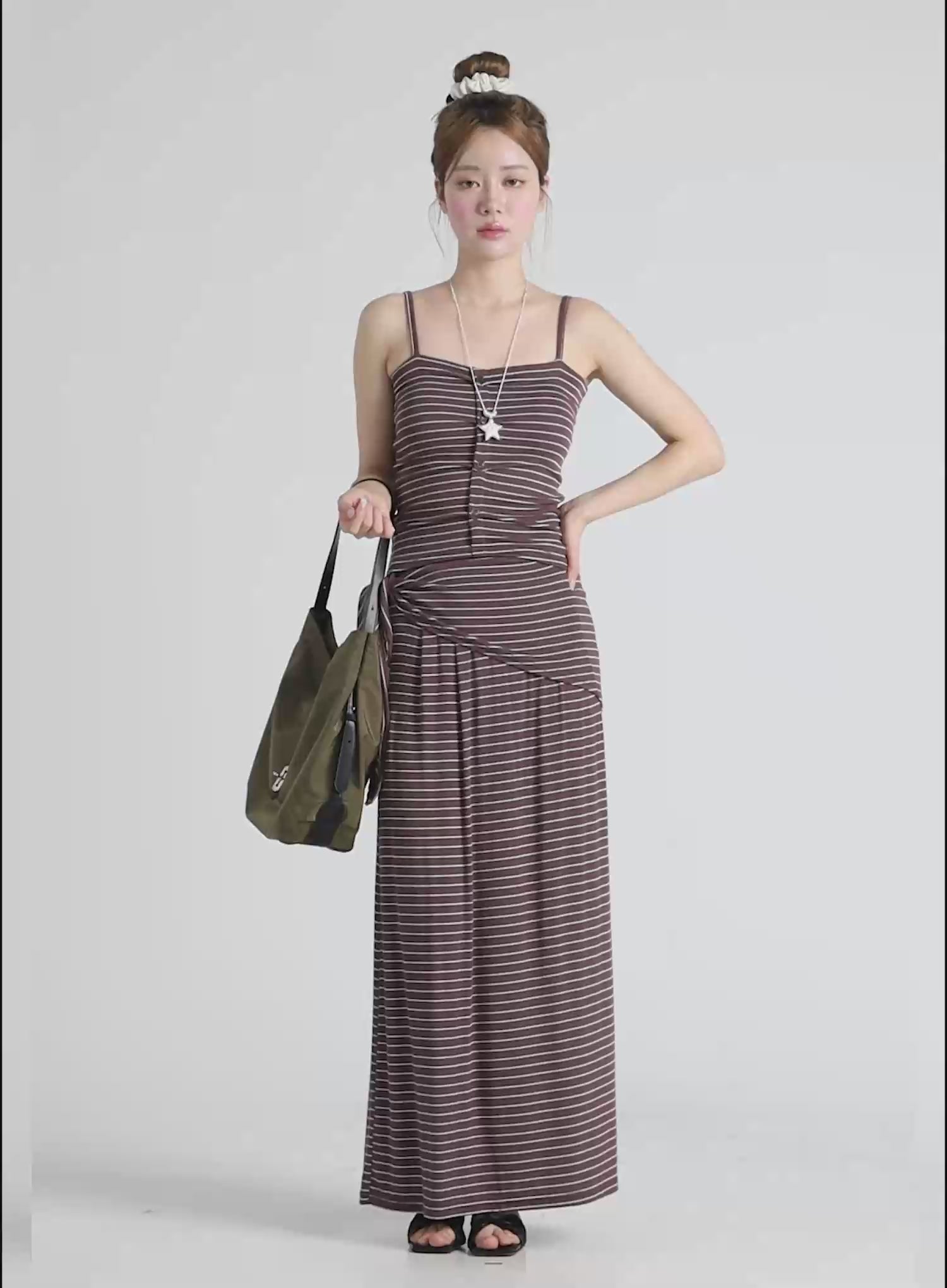 Striped Wrap Maxi Skirt CL502