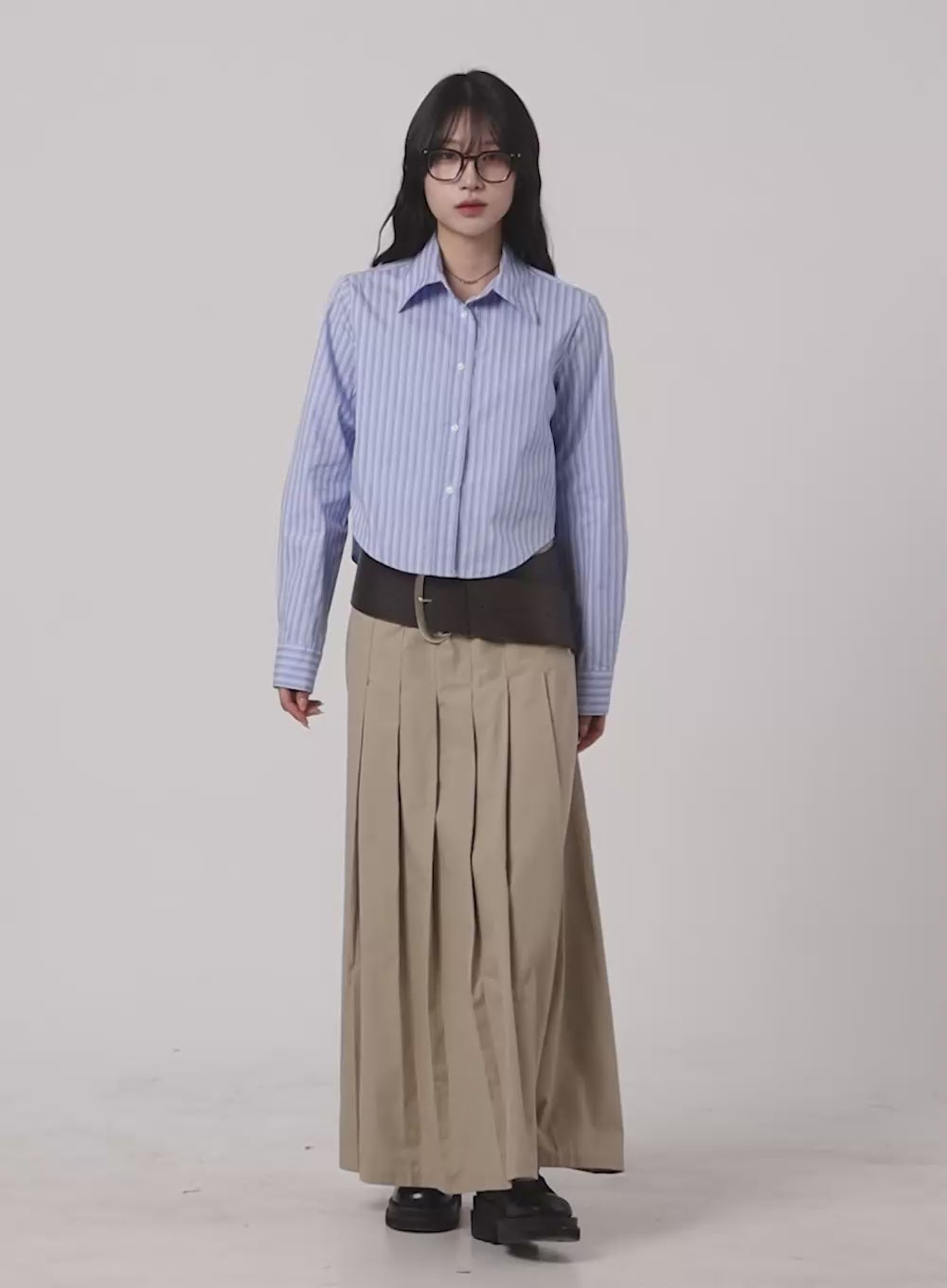 Cotton Pleated Maxi Skirt CA408