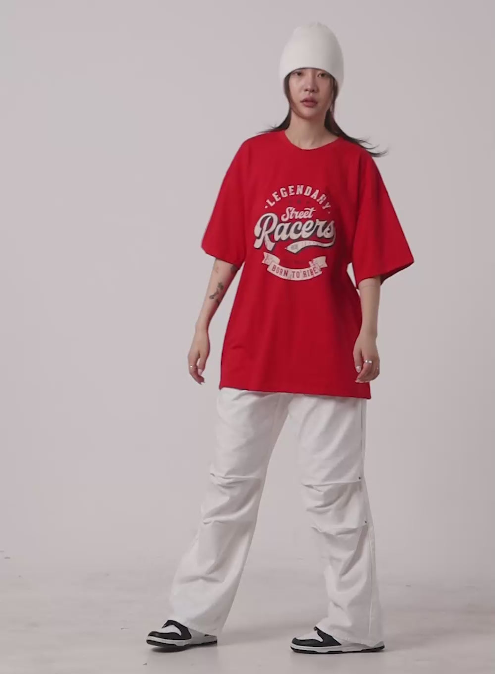 Oversize Graphic Lettering Tee IY410