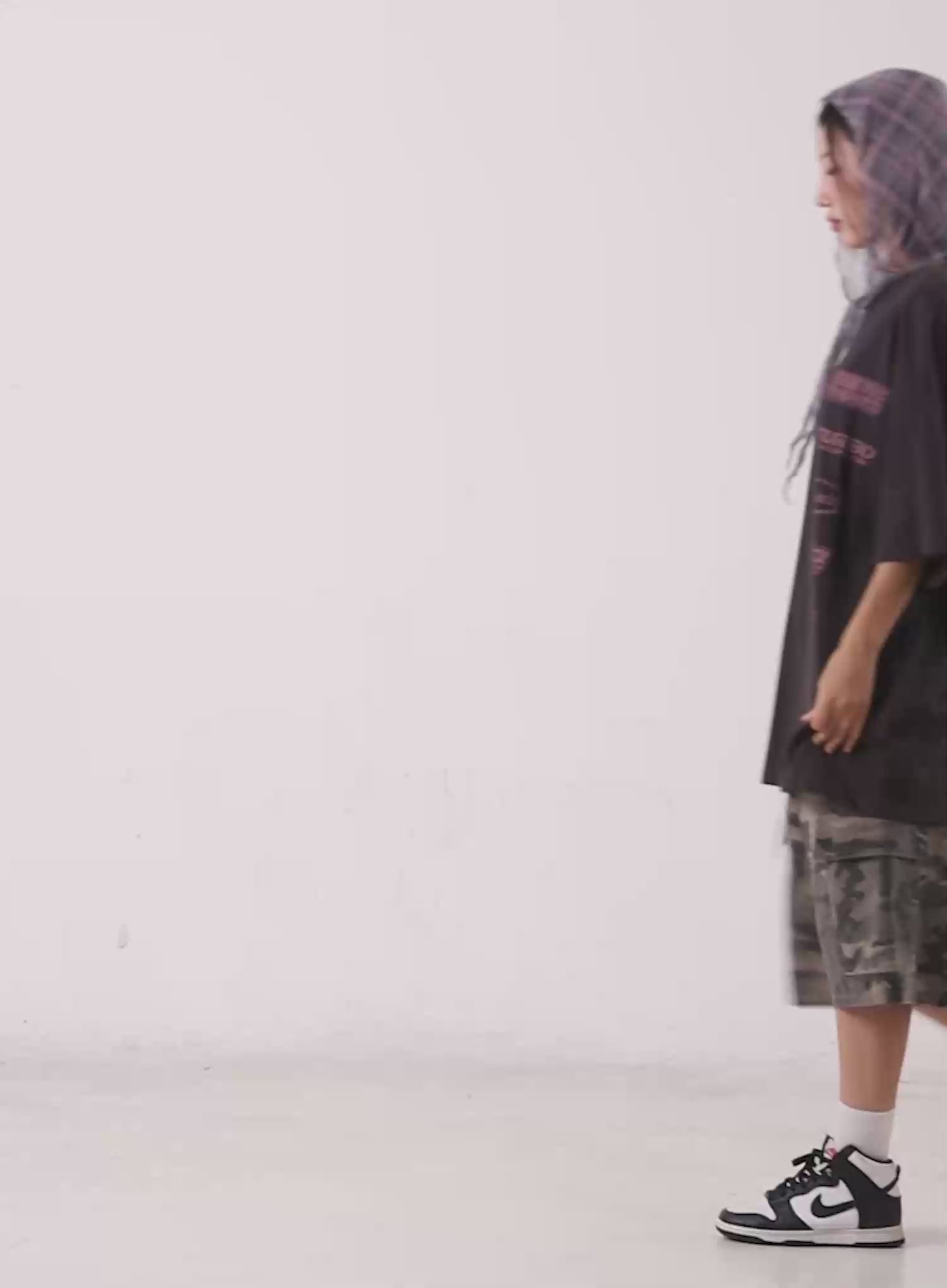 Sheer Plaid Head Scarf CL522