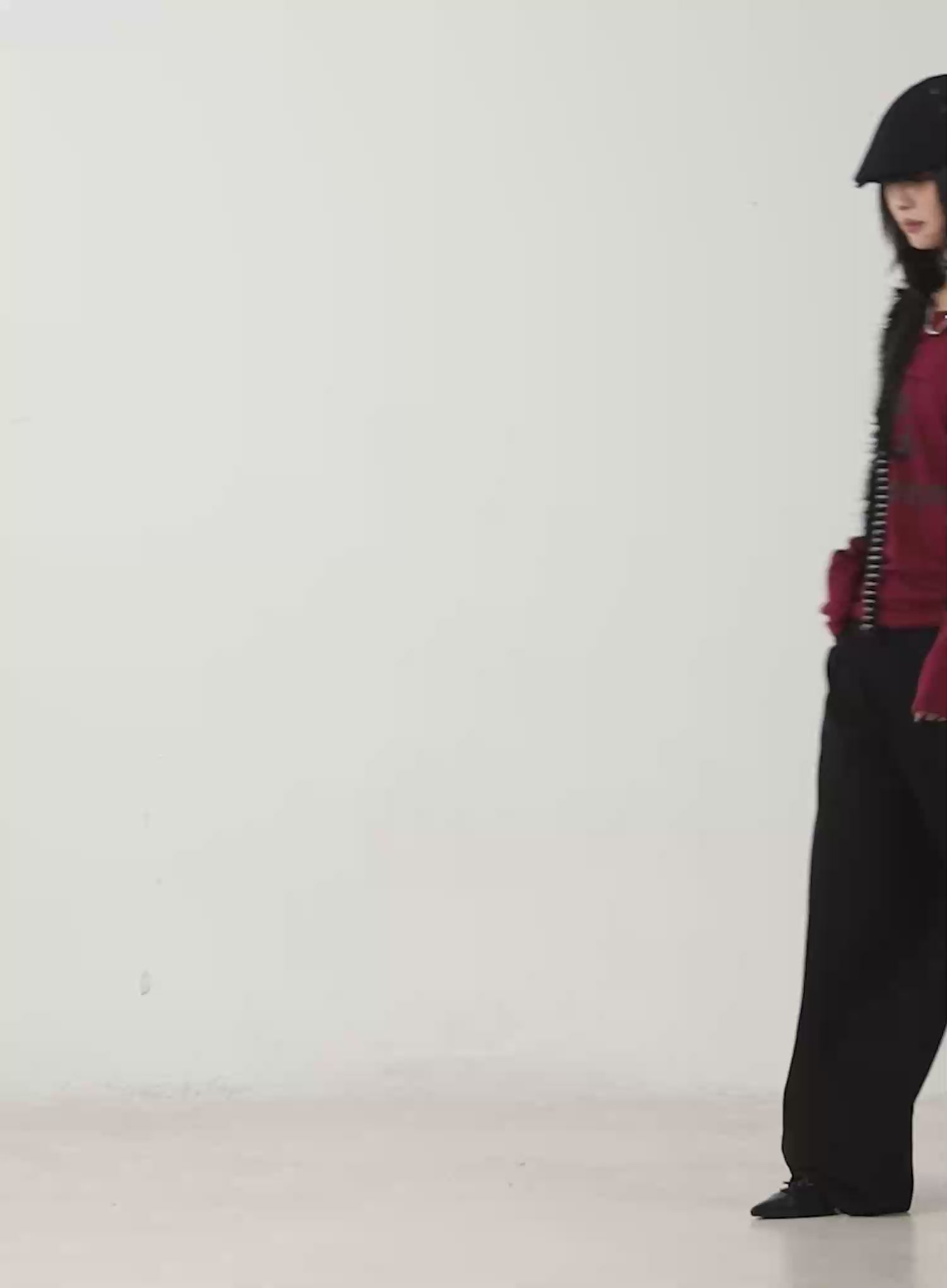 Off-Shoulder Graphic Button Long Sleeve Top CD508