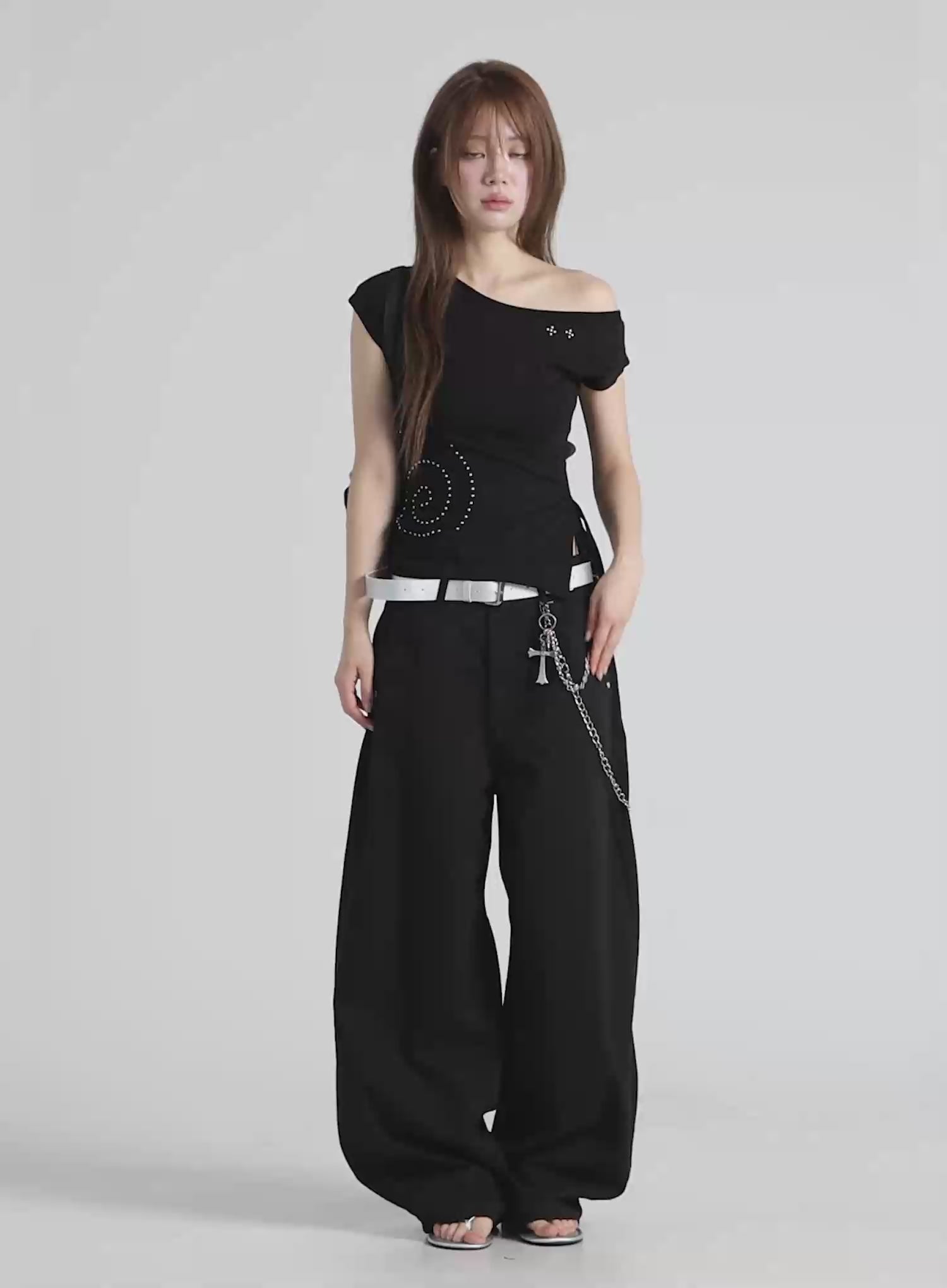 One-Shoulder Spiral Top IL502