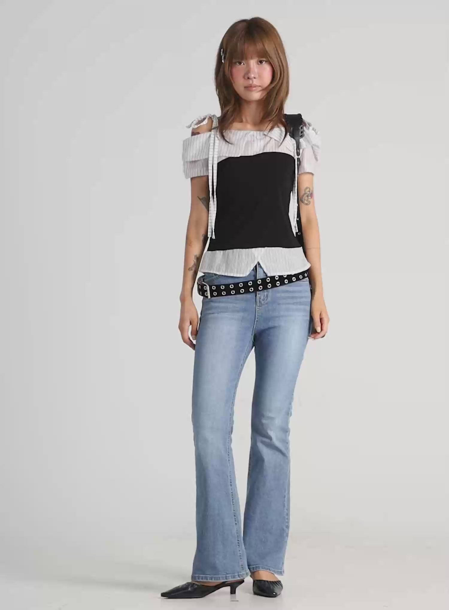 Striped Off-Shoulder Blouse CL503
