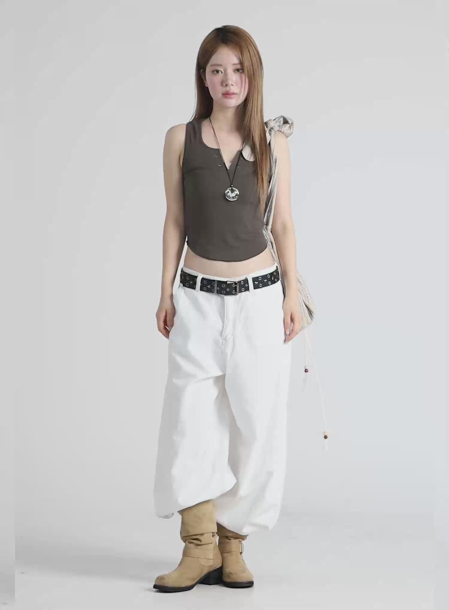 Back Lace Ribbed Tank Top CL502