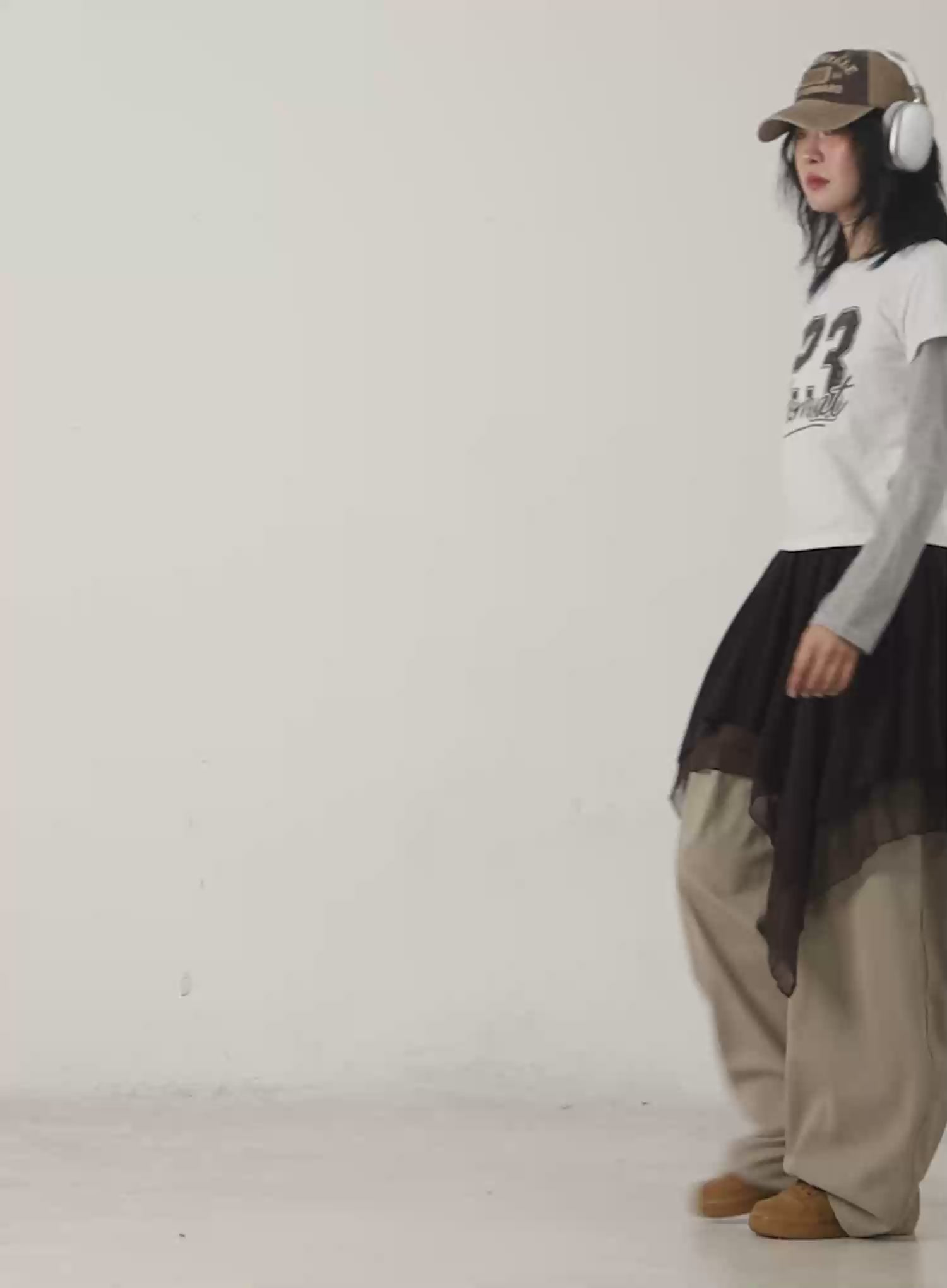 Asymmetric Flare Chiffon Midi Skirt CJ523