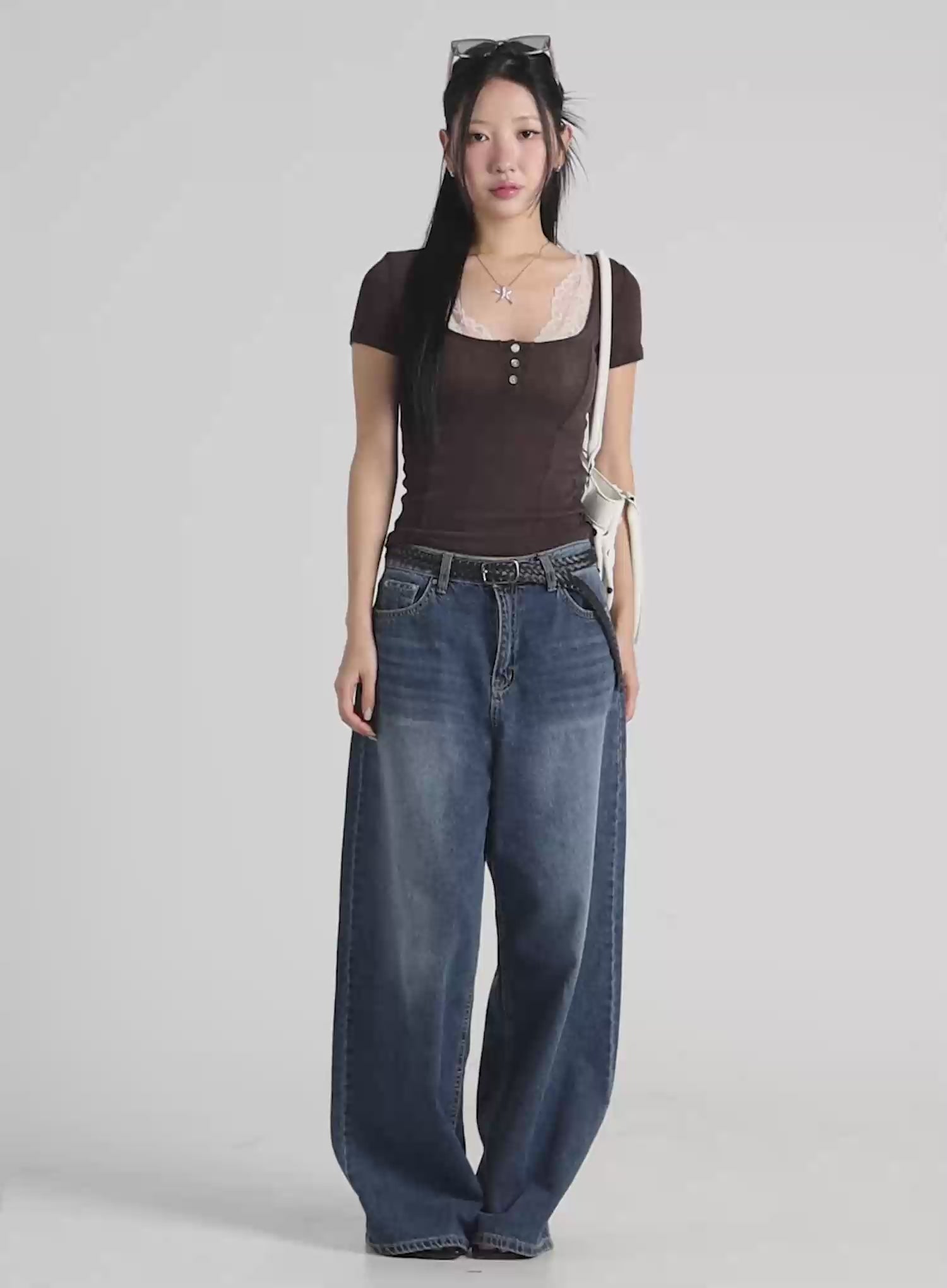 Lace Trim Square Neck Top IU522