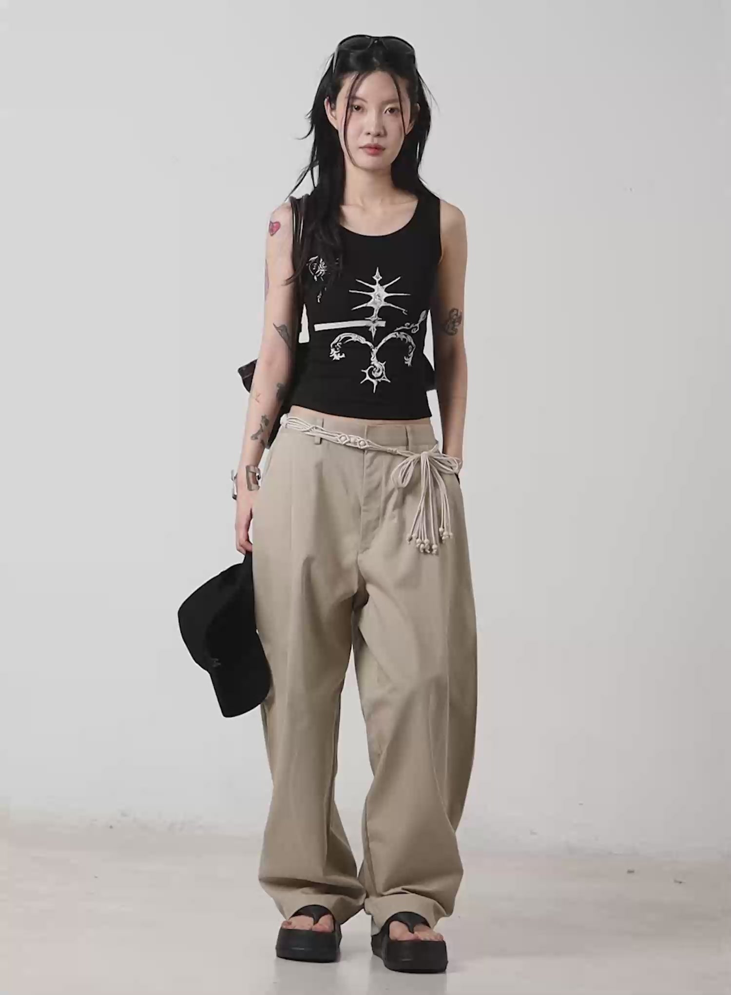 Gothic Print Ribbed Tank CA506