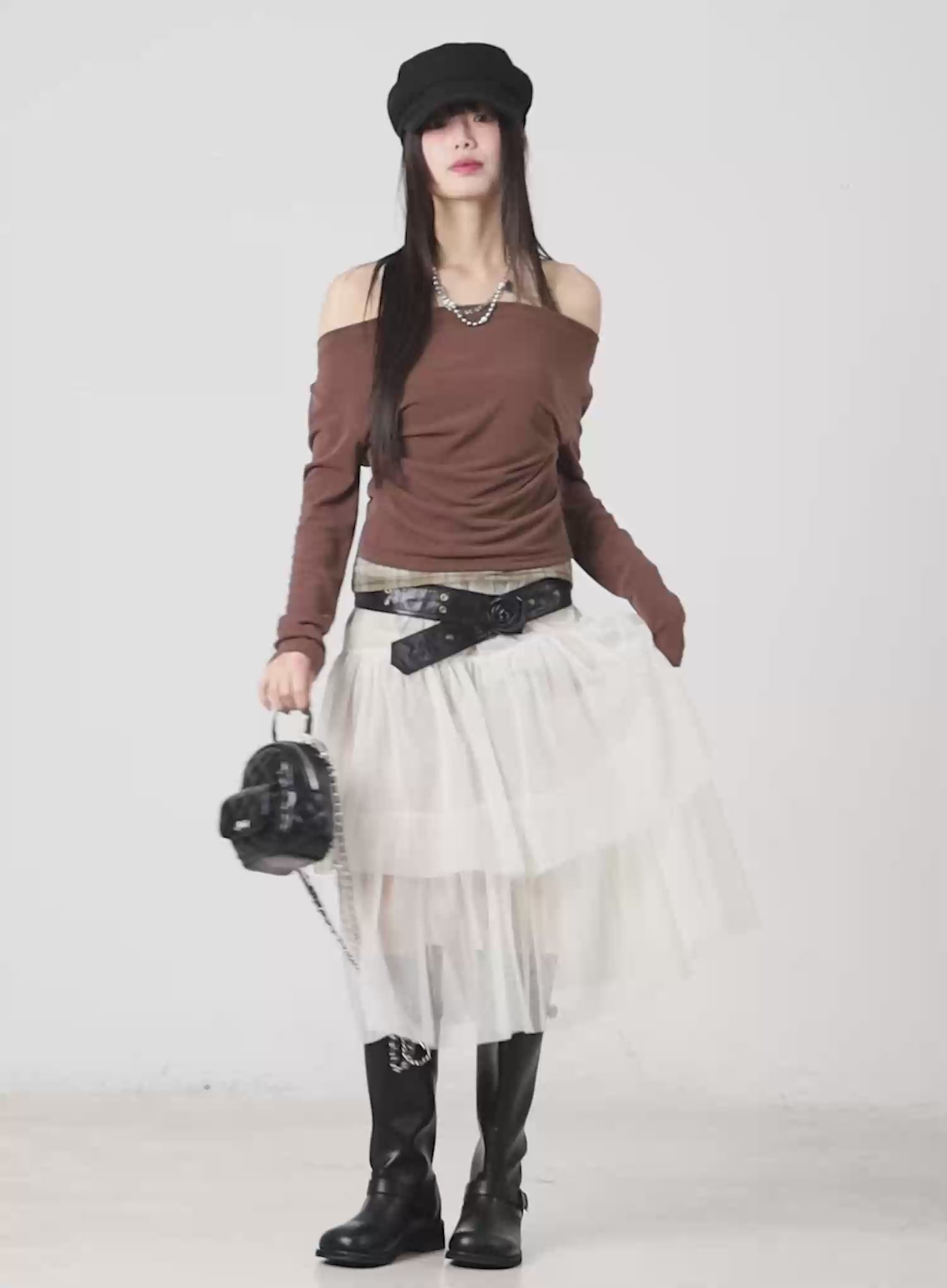 Chiffon Layered Midi Skirt IM523