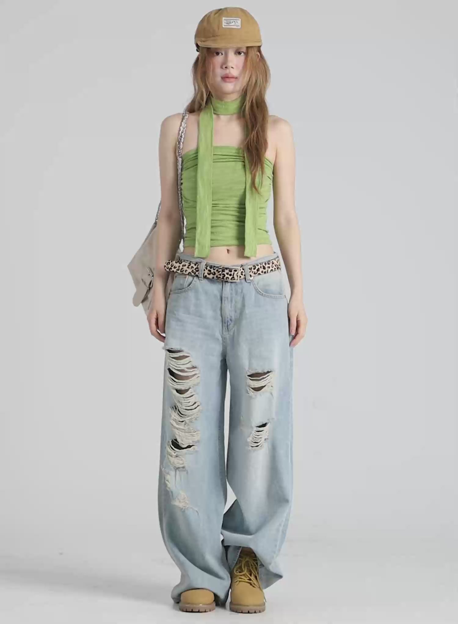 Renata Distressed Wide Leg Jeans CY508