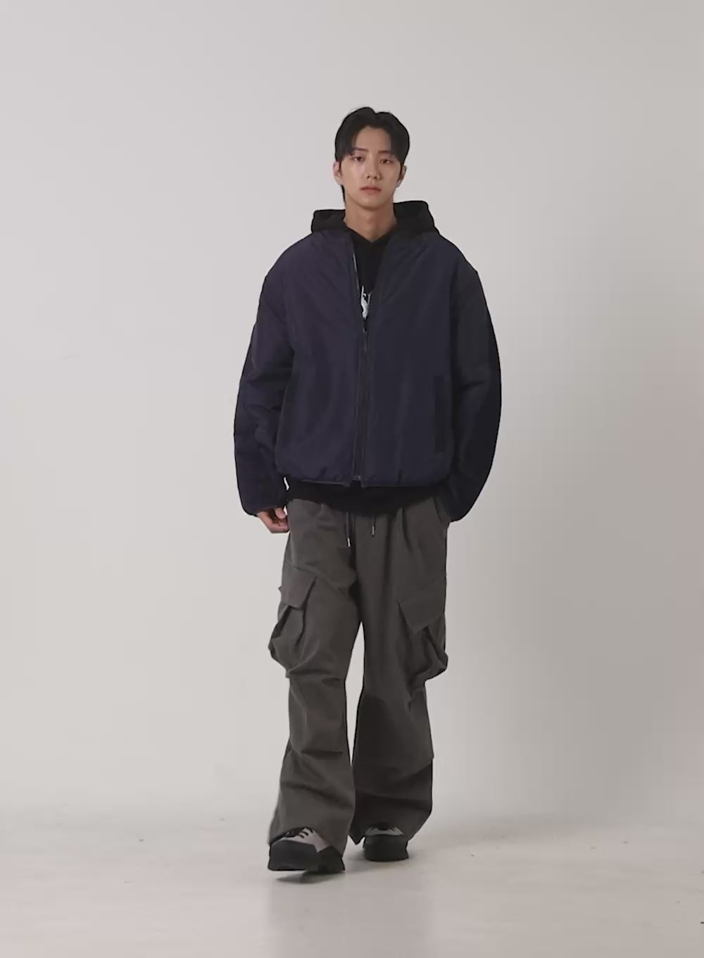 Men's Warm Wide-Fit Cargo Pants ID406