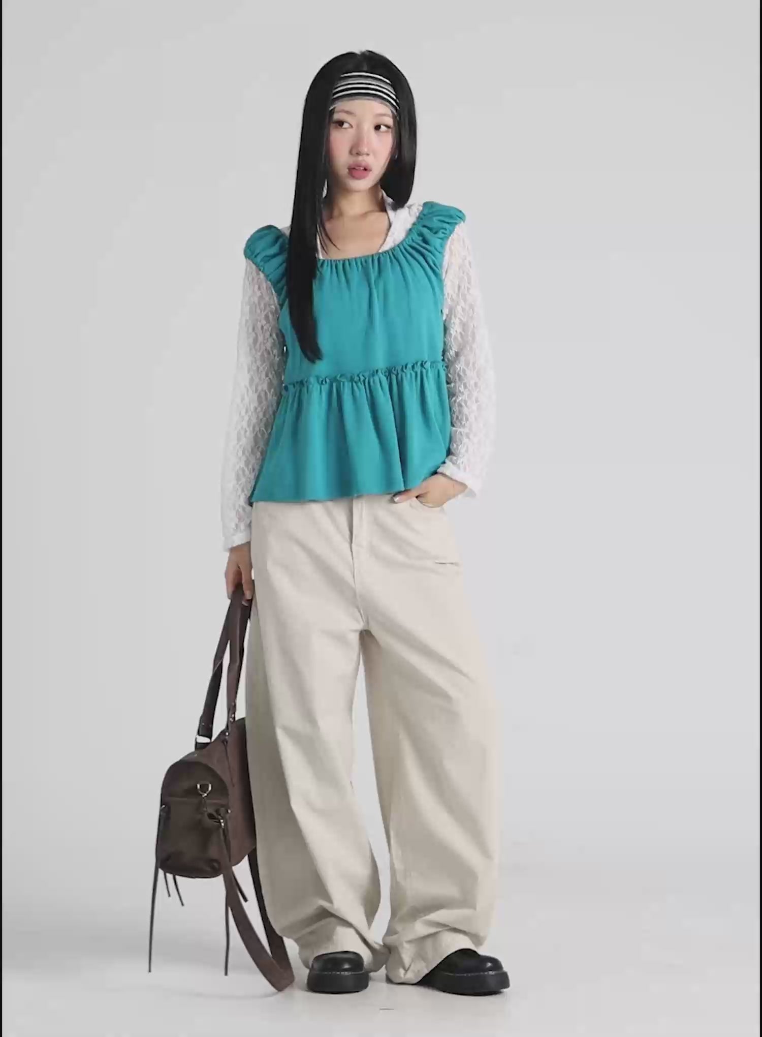 Puff Sleeve Shirred Blouse CY512