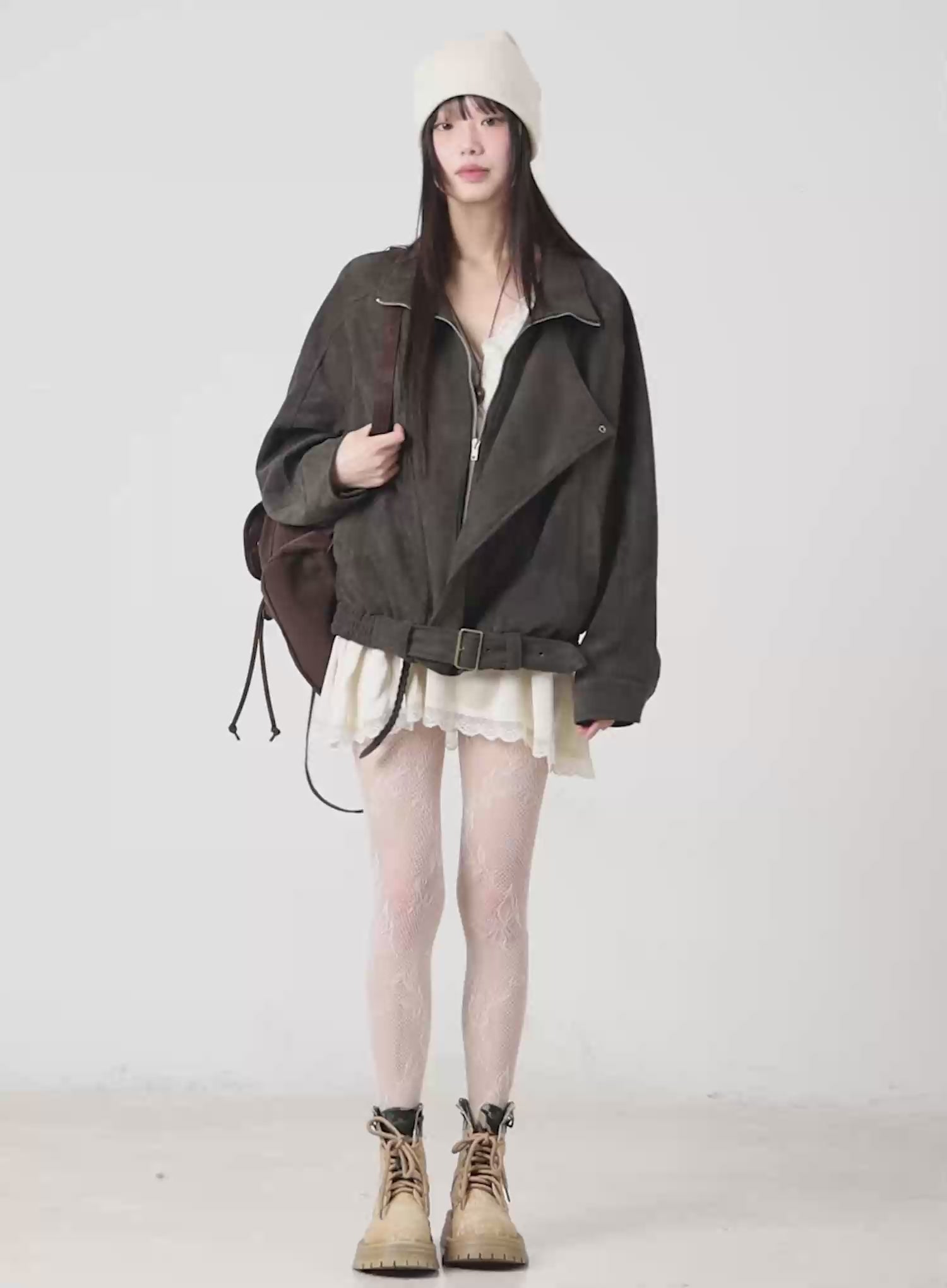 Trendy Suede Belted Jacket IM523