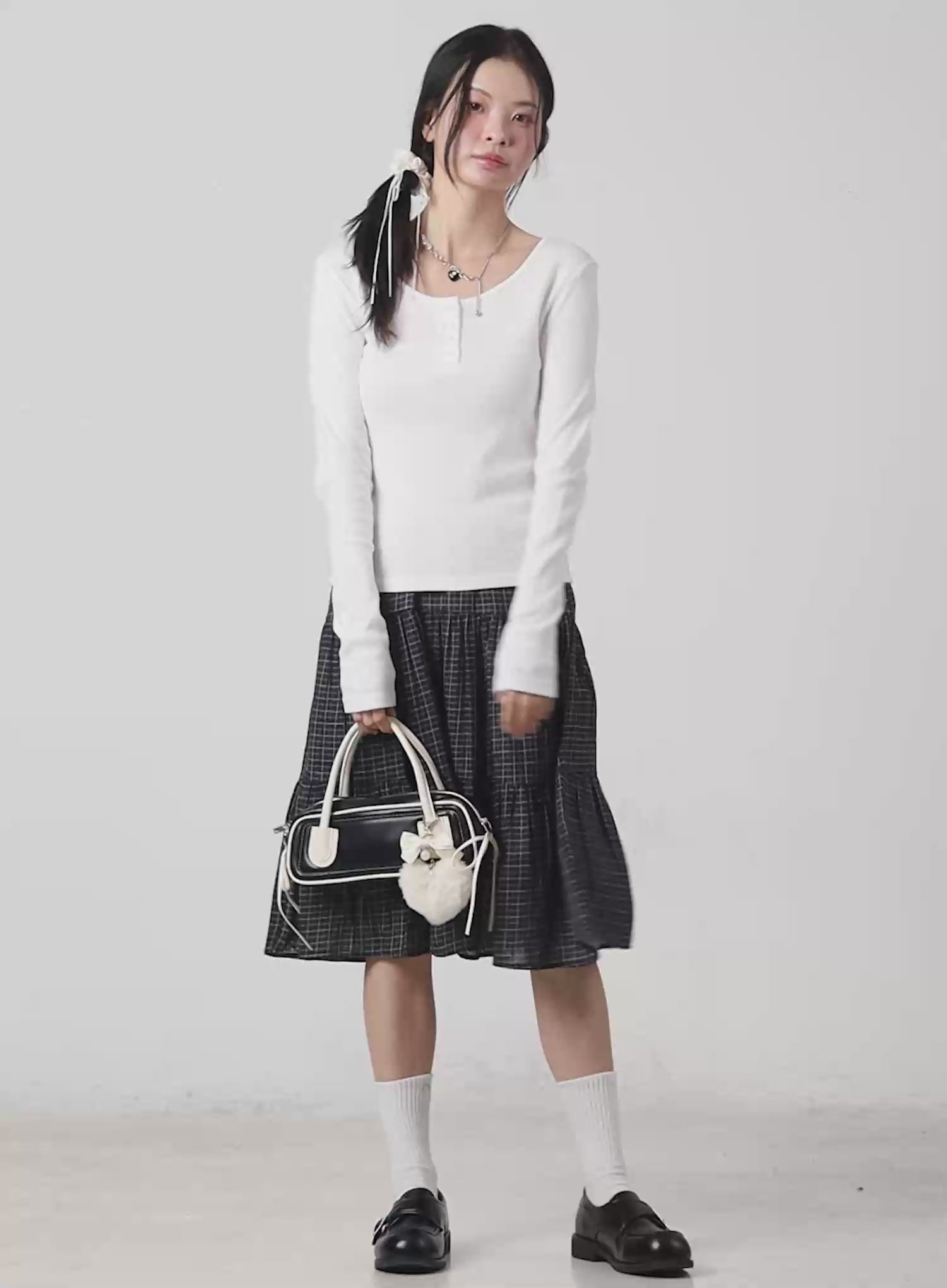 Checkered Midi Skirt IM524