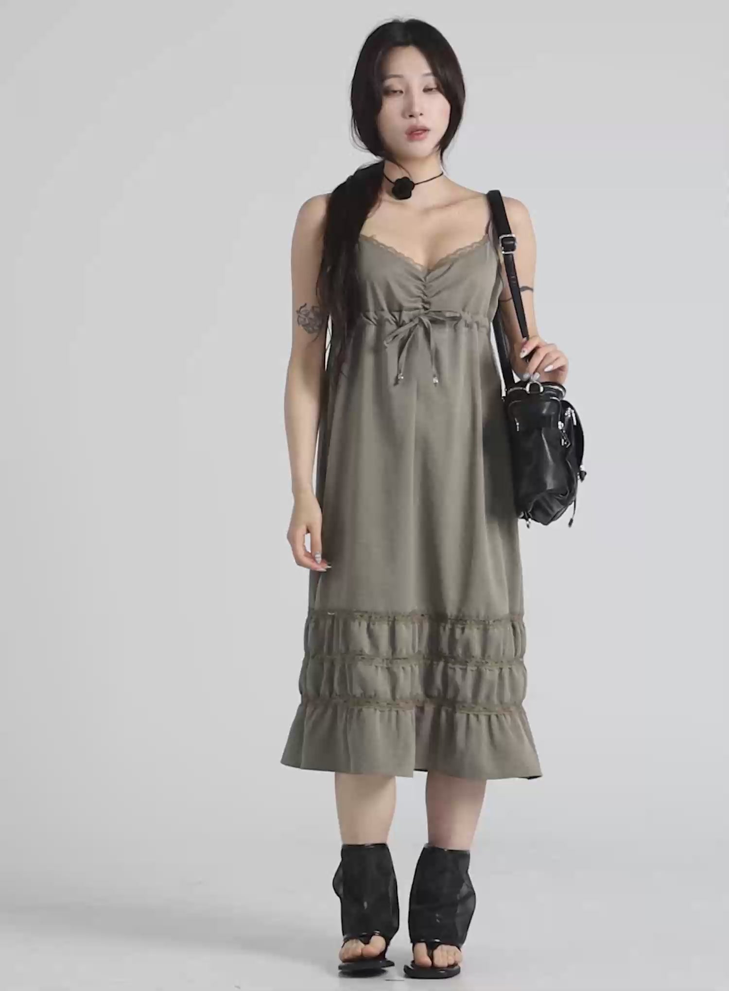 Lace Frill Long Dress CU510