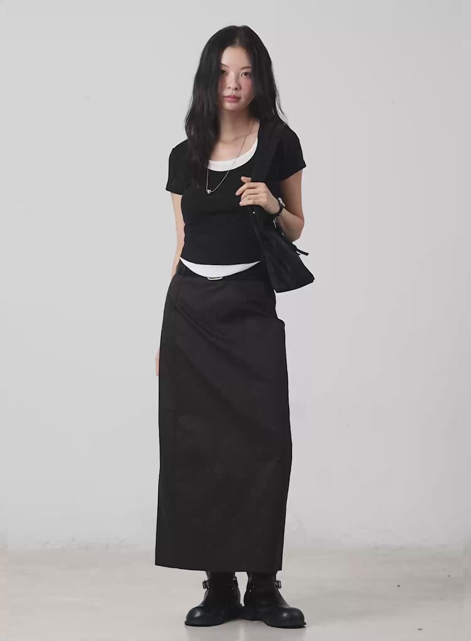 Simple High-Waist Long Skirt IM524