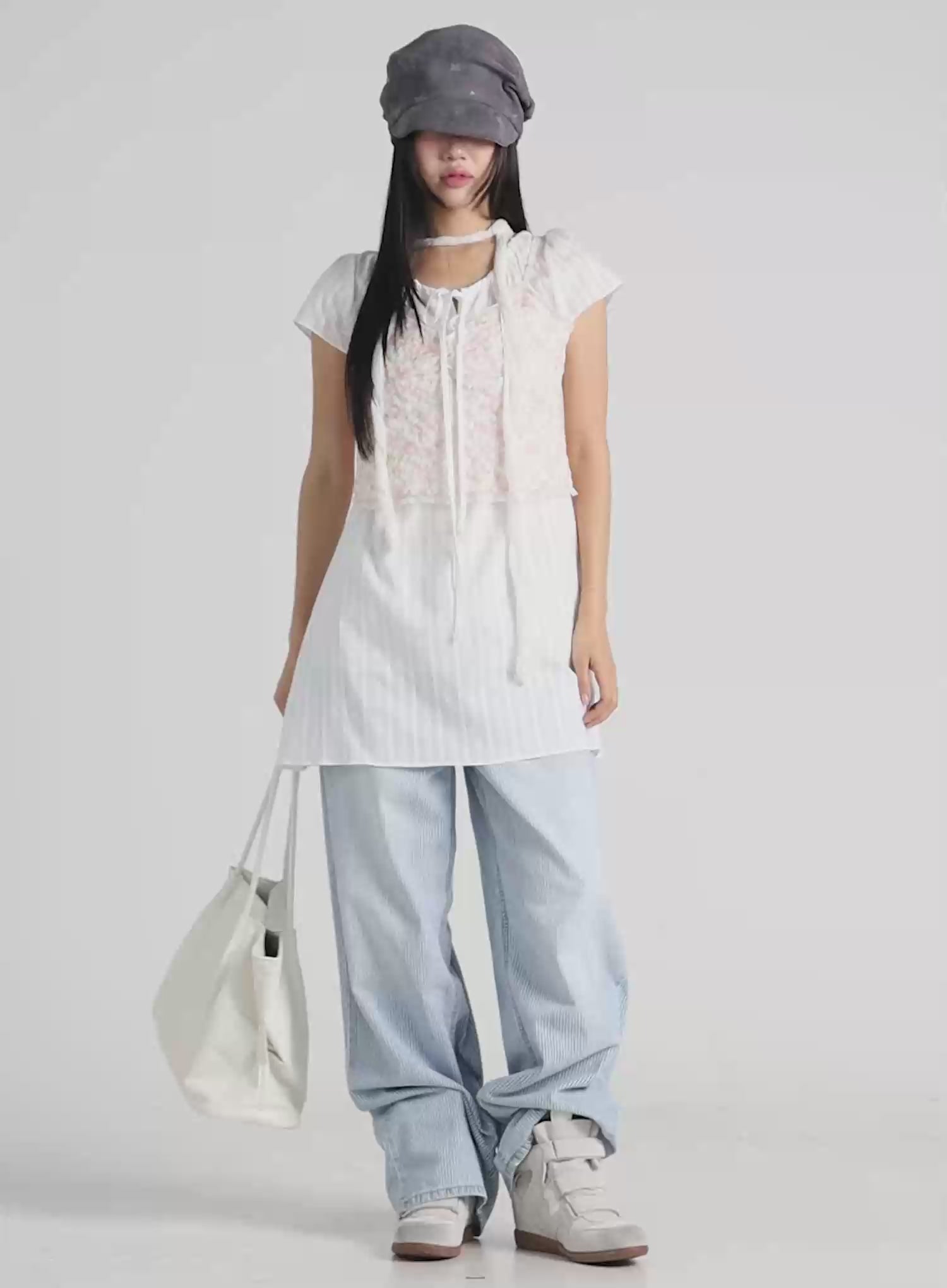 Lilo Striped Wide Leg Jeans CU512