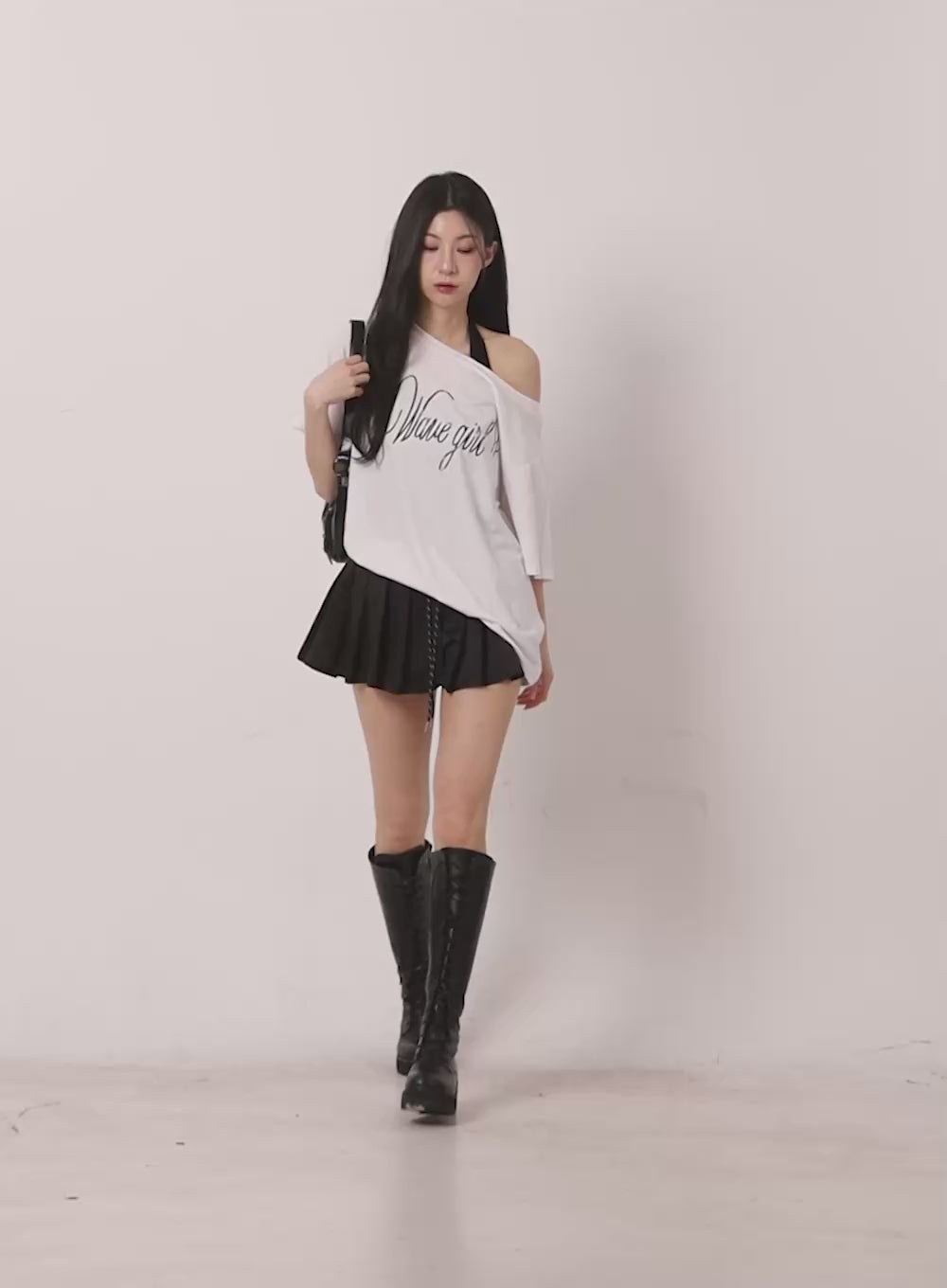 Graphic One-Shoulder Oversize T-Shirt CA503