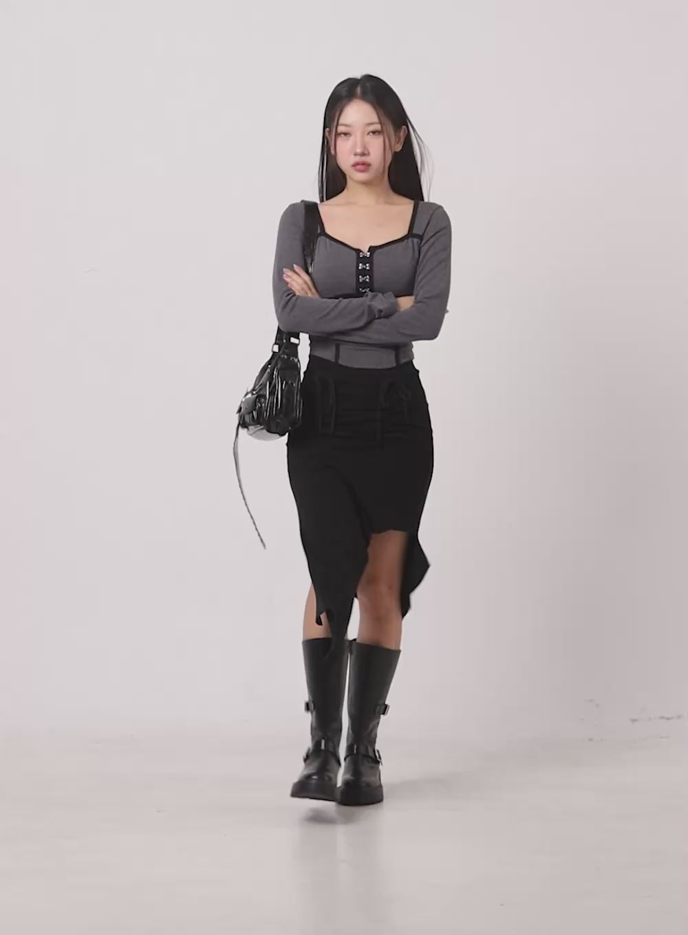 Asymmetric Slim-Fit Midi Skirt CD411